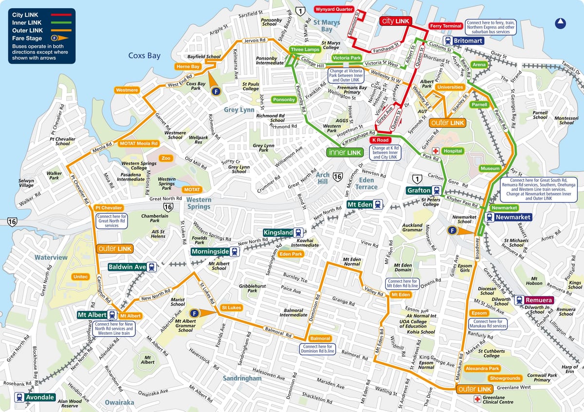 Auckland bus rute kort