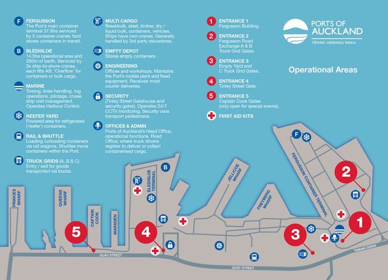 havnen i Auckland kort