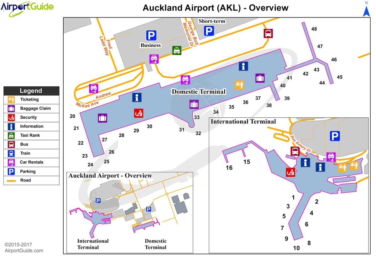 kort over Auckland lufthavn