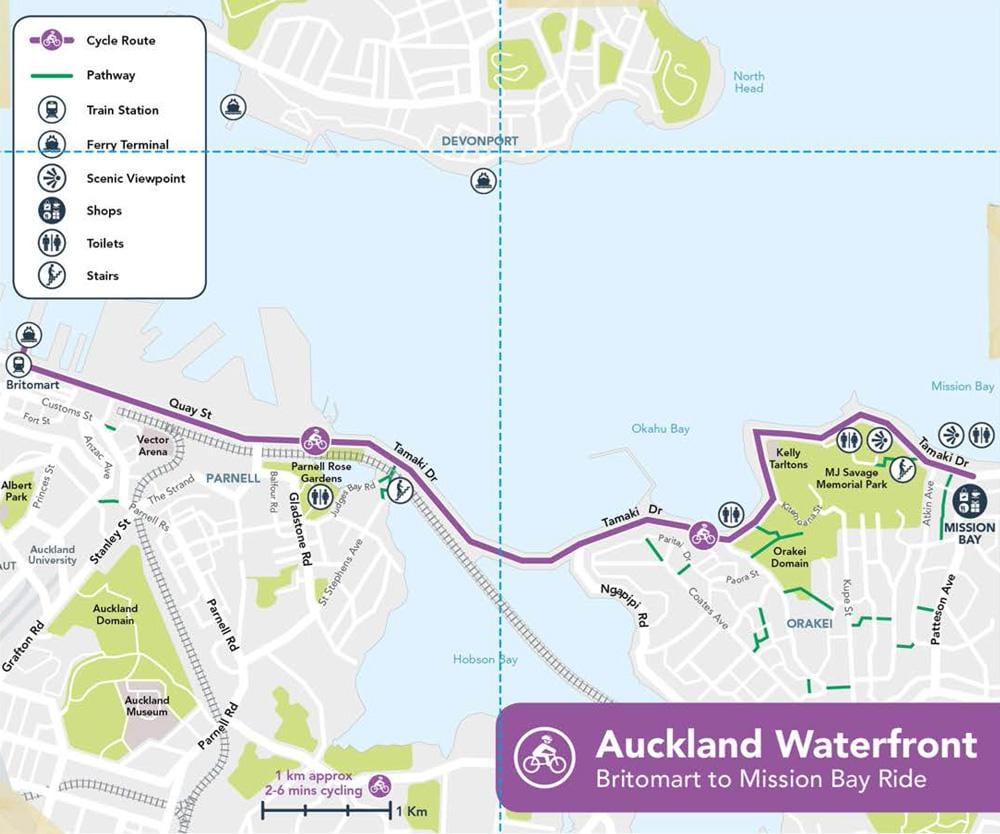 pink cycleway Auckland kort