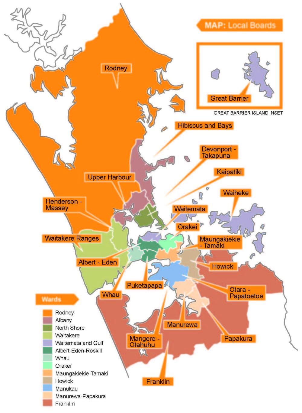 Auckland råd grænser kort