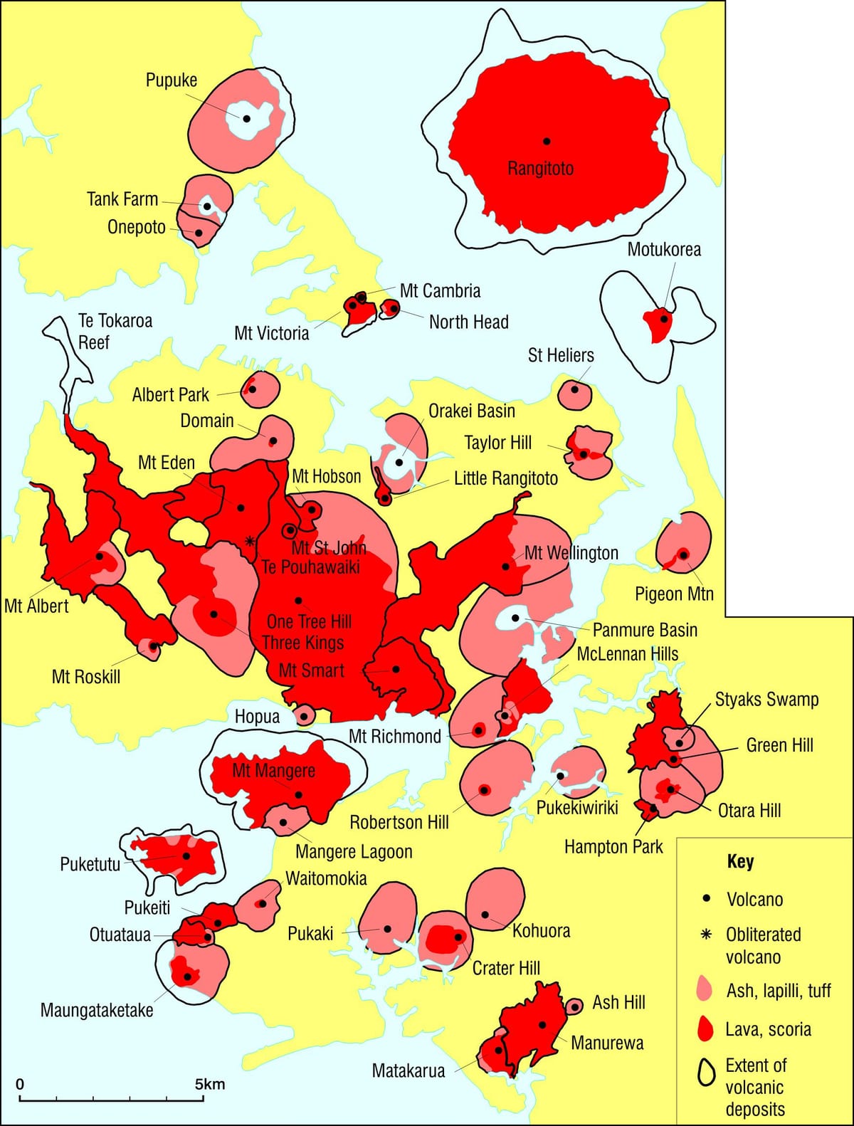 Auckland vulkaner kort