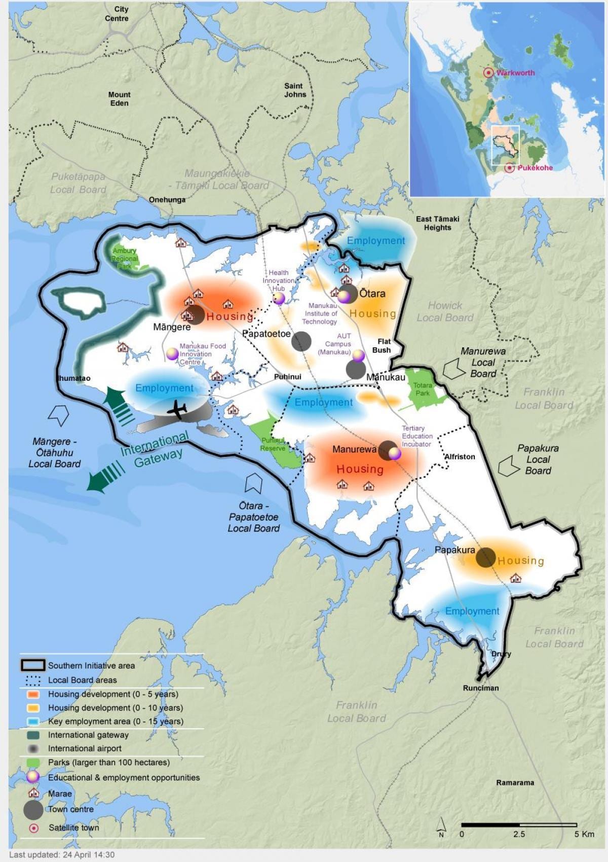 kort over det sydlige Auckland